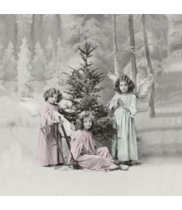 Салфетка для декупажа SVD80020 "Рождественские ангелочки", 33х33 см, Sagen Vintage Design, Норвегия