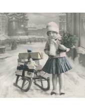 Салфетка для декупажа SVD80038 "Девочка с подарками", 33х33 см, Sagen Vintage Design, Норвегия