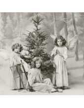 Салфетка для декупажа SVD2082 "Ангелы у елки", 33х33 см, Sagen Vintage Design, Норвегия