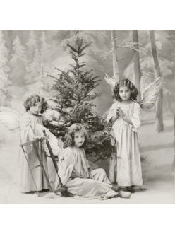 Новогодняя салфетка для декупажа Рождественские ангелы, 25х25 см, Sagen Vintage Design, Норвегия
