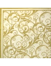 Салфетка для декупажа "Золотой орнамент на белом фоне", 33х33 см