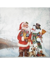Салфетка для декупажа "Санта с подарками", 33х33 см, Ambiente (Голландия)