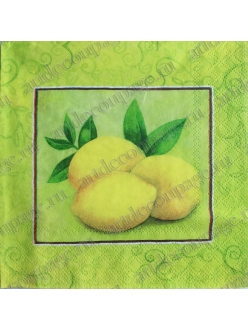 Салфетка для декупажа S0170 "Лимоны и орнамент", 33х33 см, Германия