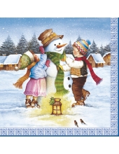 Салфетка для декупажа SDGW001601 "Снеговик и дети", 33х33 см