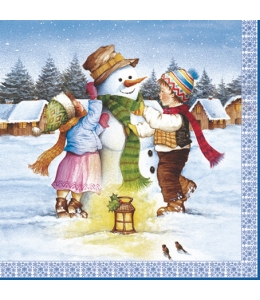 Салфетка для декупажа SDGW001601 "Снеговик и дети", 33х33 см