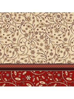 Салфетка для декупажа Цветочный бежево-красный орнамент, 33х33 см, POL-MAK