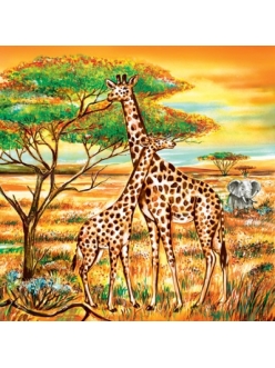 Салфетка для декупажа Африка, жирафы, 33х33 см