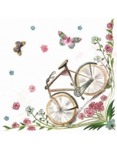 Салфетка для декупажа SDOG007701 "Велосипед и бабочки", 33х33 см, POL-MAK
