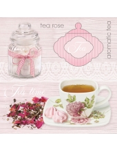 Салфетка для декупажа SDOG016301 "Розовый чай", 33х33 см, POL-MAK