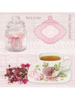 Салфетка для декупажа Розовый чай, 33х33 см, POL-MAK