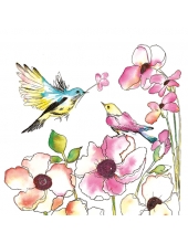 Салфетка для декупажа SDOG017501 "Птицы и цветы", 33х33 см, POL-MAK