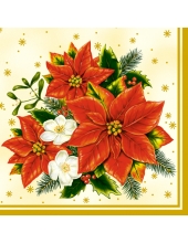 Салфетка для декупажа SLGW001302 "Рождественские цветы", 33х33 см