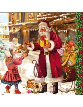 Салфетка для декупажа SLGW006901 "Санта с подарками, винтаж", 33х33 см