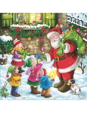 Салфетка для декупажа SLGW015601 "Санта с подарками и дети", 33х33 см, POL-MAK