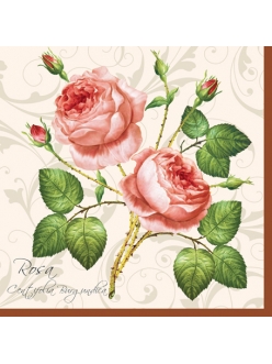 Салфетка для декупажа Роза на фоне орнамента, 33х33 см