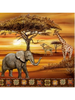 Салфетка для декупажа Африка, слоны, 33х33 см, SLOG009801 