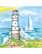 Салфетка для декупажа SLOG011001 "Море, маяк", 33х33 см, Германия