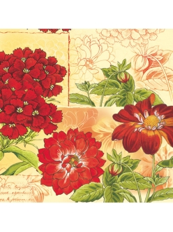 Салфетка для декупажа Красные цветы, 33х33 см, POL-MAK