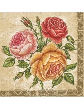 Салфетка для декупажа SLOG013801 "Розы на фоне кракле", 33х33 см