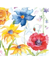 Салфетка для декупажа SLOG028201 "Цветы, акварель", 33х33 см