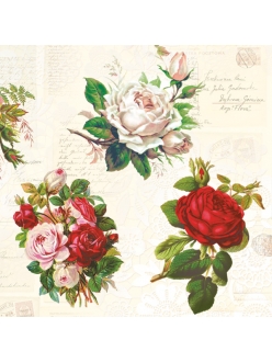 Салфетка для декупажа Букеты с розами, 33х33 см, POL-MAK