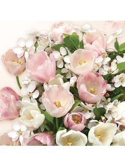 Салфетка для декупажа Розовые тюльпаны, 33х33 см, POL-MAK
