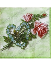 Салфетка для декупажа IHR-310828 "Роза, сердце из цветов", 33х33 см, Германия