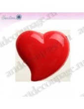 Декоративные пуговицы "Сердце", красный пластик, 4 шт по 18 мм, HEMLINE