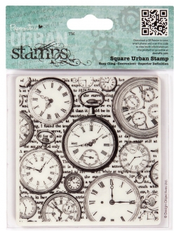 Штамп резиновый на пластиковой основе Время, часы, Papermania, 94х98 мм
