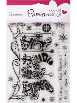 Набор новогодних силиконовых штампов Рождественские носки, Papermania