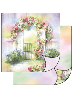Бумага для скрапбукинга двусторонняя "Весенняя арка с цветами", 31,2х30,3 см, Stamperia