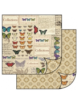 Бумага для скрапбукинга Коллекция бабочек, Stamperia, 30х30 см