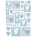 Декупажная карта Stamperia Синие сердечки, текст, орнамент, 50х70 см