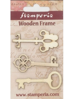 Декоративные элементы из дерева, фигурки Ключи, 6 см, 3 шт, Stamperia