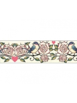 Декоративный скотч с рисунком SBA243 "Розы и птицы", 30 мм х 5 м, Stamperia (Италия)