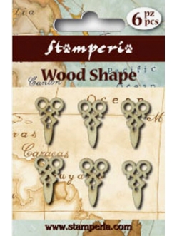 Декоративные элементы из дерева, фигурки "Ножницы", 1,5х2,5 см, 6 шт, Stamperia (Италия)