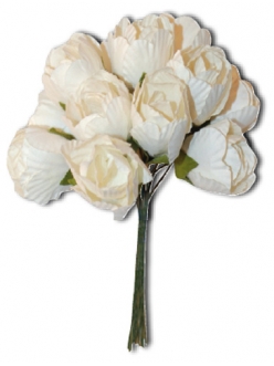 Цветы бумажные "Белый букет", 12 цветков, 2 см, Stamperia (Италия)