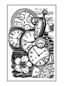 Штамп резиновый на резиновой основе Часы и цветы, Stamperia WTKCC99 , 7х11 см