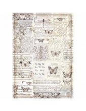 Рисовая бумага для декупажа Stamperia DFSA3003 "Бабочки и текст", формат А3