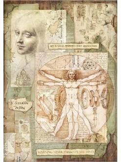 Рисовая бумага для декупажа Леонардо, золотое сечение, Stamperia формат А3