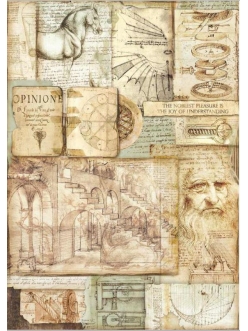 Рисовая бумага для декупажа Леонардо, Stamperia формат А3