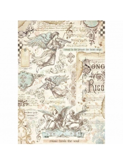 Рисовая бумага для декупажа Ангелы и музыка, Stamperia формат А4