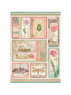 Рисовая бумага для декупажа Ботаника, карточки, Stamperia формат А4