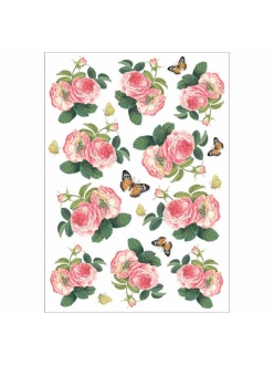Рисовая бумага для декупажа Розы и бабочки, Stamperia формат А4