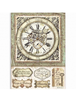 Рисовая бумага для декупажа Бродяга - механические часы, Stamperia формат А4