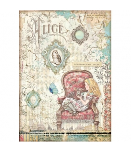 Рисовая бумага для декупажа Stamperia DFSA4601 "Алиса в Зазеркалье", формат А4