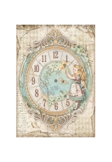 Рисовая бумага для декупажа Stamperia DFSA4602 "Алиса в Зазеркалье - Часы", формат А4