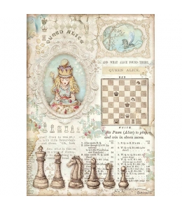 Рисовая бумага для декупажа Stamperia DFSA4604 "Алиса в Зазеркалье - Королева", формат А4