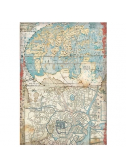 Рисовая бумага для декупажа Бродяга в Японии - Карта, Stamperia формат А4