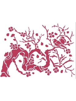 Трафарет для росписи Япония, птица на ветке, 15х20 см, Stamperia